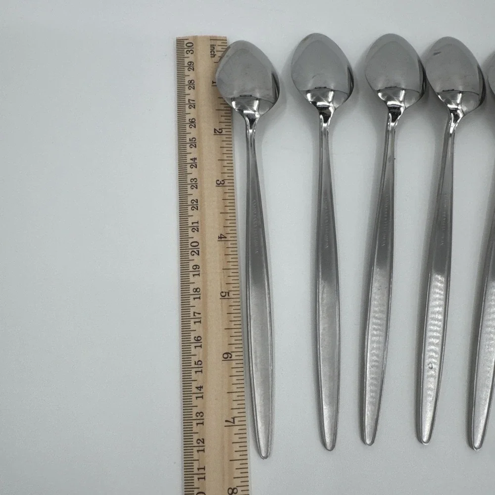 Vintage Stainless Steel Japan Leaf Pattern Iced Teaspoon. 7 1/2